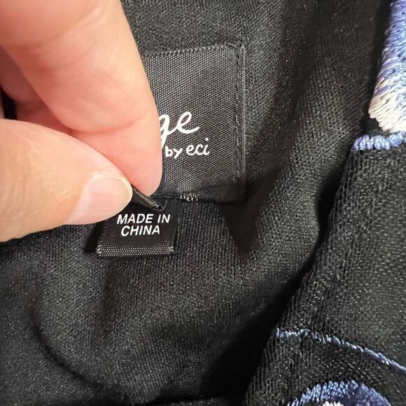 Beige by Eci Black Blue Embroidered Floral Sleeveless Dress - Picture 4 of 8